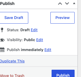 Close up of the Publish button